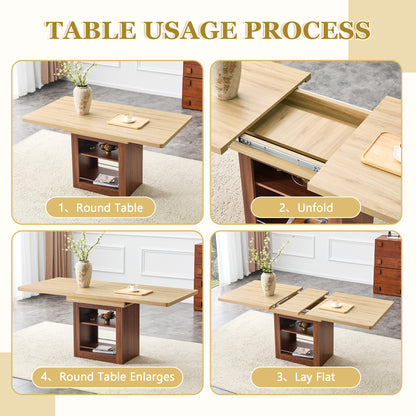 Telescopic Dining Table with Storage for Kitchen and Dining Rooms