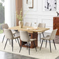 Scalable dining table and chair set, 59-71 inch pull-out table,6-piece set of Warm Gray Artificial PU Chairs With Curved Widened Cushion Design. Suitable for dining rooms,office,etc.