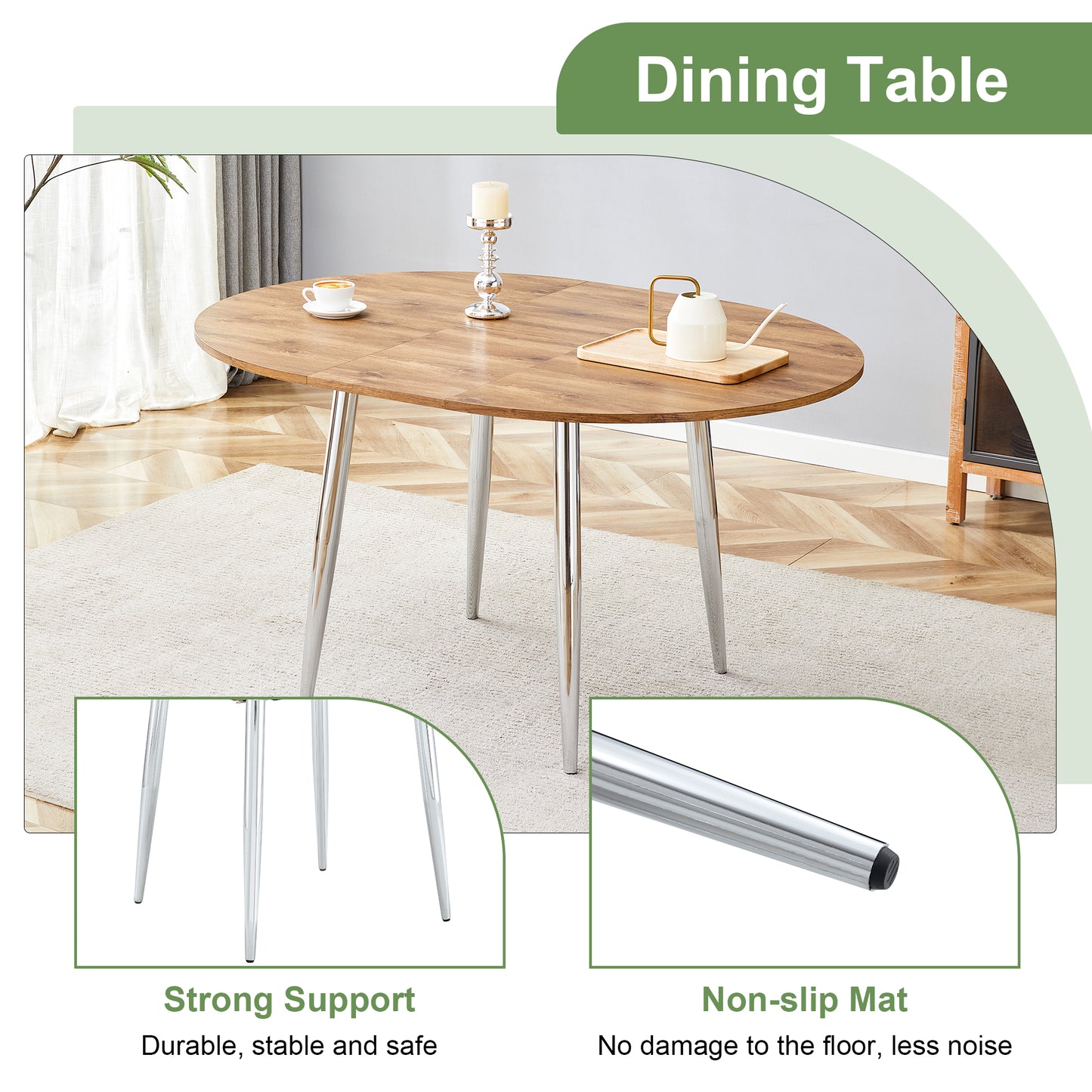 Expandable Dining Table Set - 4 Chairs, Light Gray for Dining Room