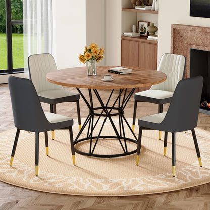 Dark Gray Dining Table Set Seats 4 - Walnut Style for Dining Room