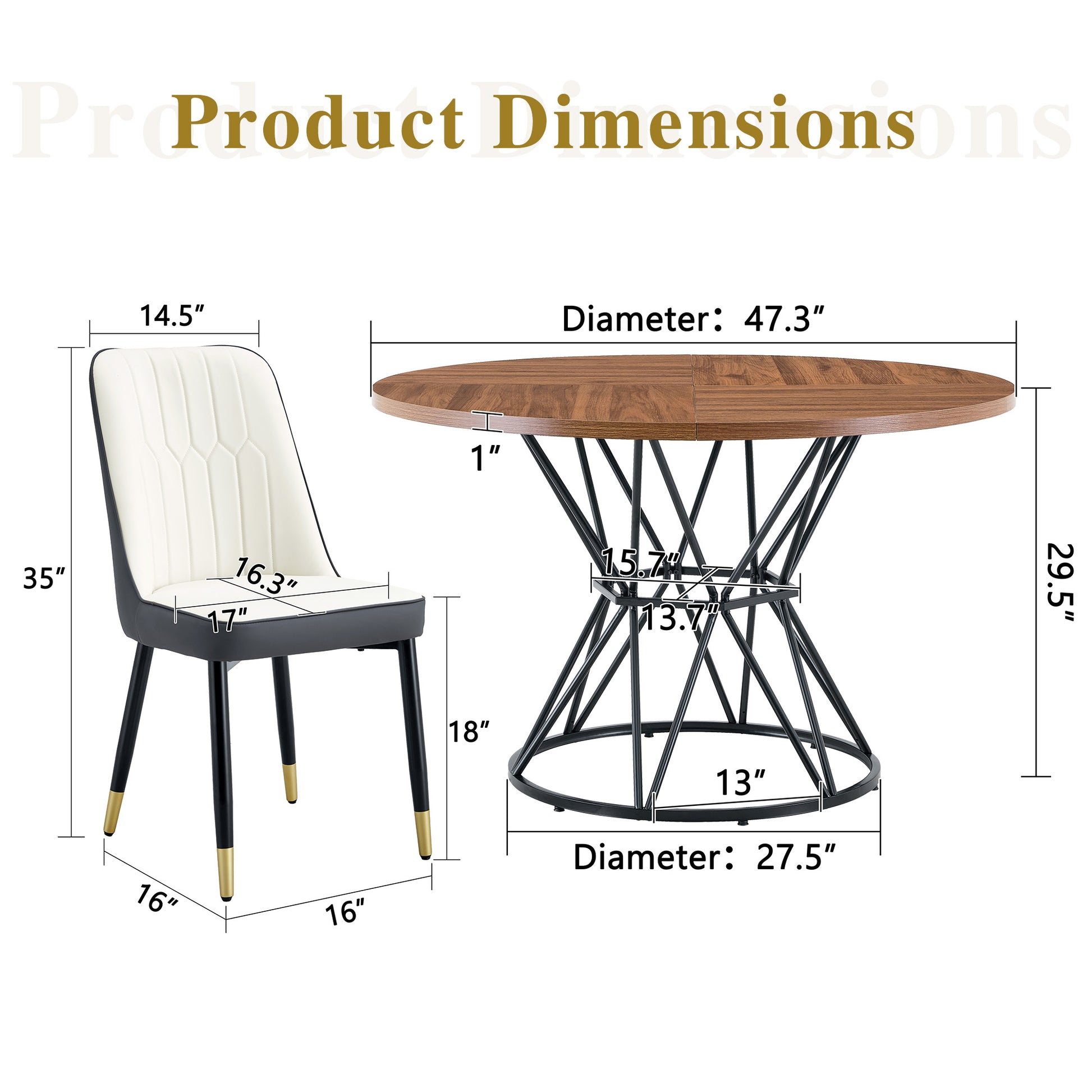 Dark Gray Dining Table Set Seats 4 - Walnut Style for Dining Room