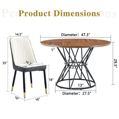 Dark Gray Dining Table Set Seats 4 - Walnut Style for Dining Room