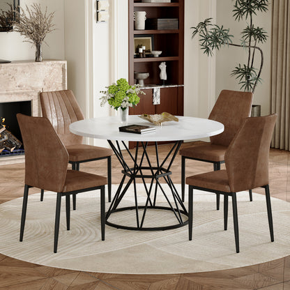 4-Person Brown Dining Table Set with Chairs