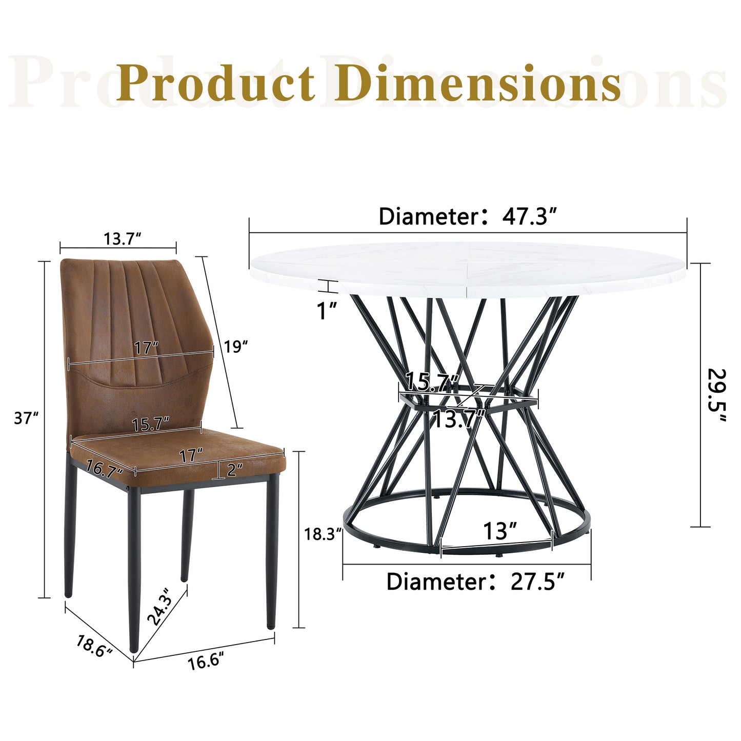 4-Person Brown Dining Table Set with Chairs