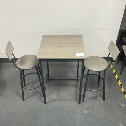 Grey Industrial Dining Table Set with Stools for Kitchen or Dining Room