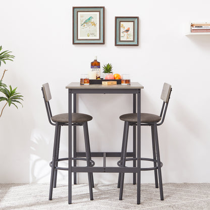 Grey Industrial Dining Table Set with Stools for Kitchen or Dining Room