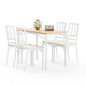 Dining Table Set, Bar Table with 4 Dining Benches, Kitchen Table Counter with Chairs, Industrial for Kitchen Breakfast Table, Living Room, Party Room, Natural and White, 43.3″L x23.6″W x 30.1″H