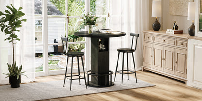 31.5" Round Dining Table Set with 2 Bar Stools - Black for Dining Room