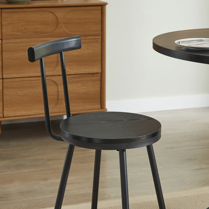 31.5" Round Dining Table Set with 2 Bar Stools - Black for Dining Room