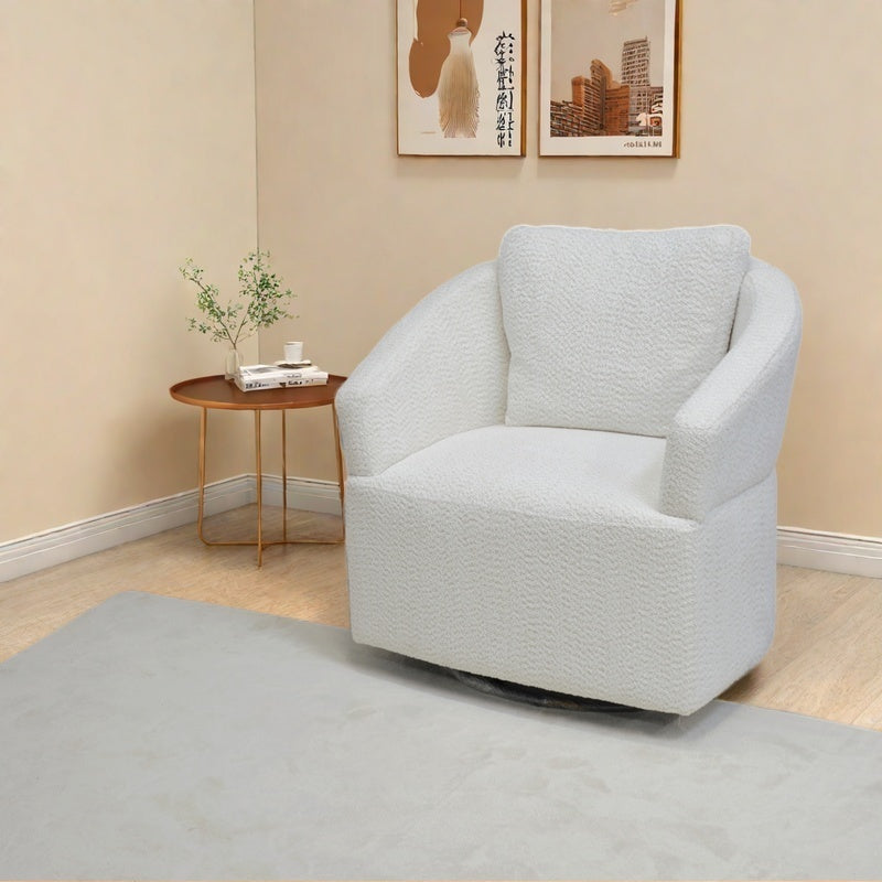 Modern 360 Degree Swivel Sofa Chair, Round Armchairs with High Backrest and Upholstered, Beige Velvet Accent Chair for Living Room,Bedroom, Office, Small Spaces