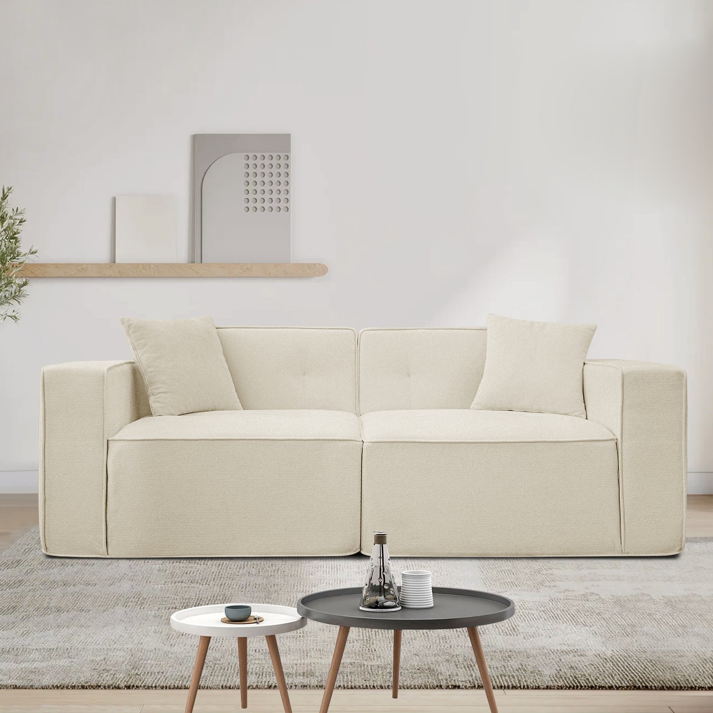 Full foam compression sofa, Modern Teddy Velvet Sofa,2-3 Seat Mid Century Indoor Couch, Exquisite Upholstered Loveseat for Living Room,Bedroom,Apartment