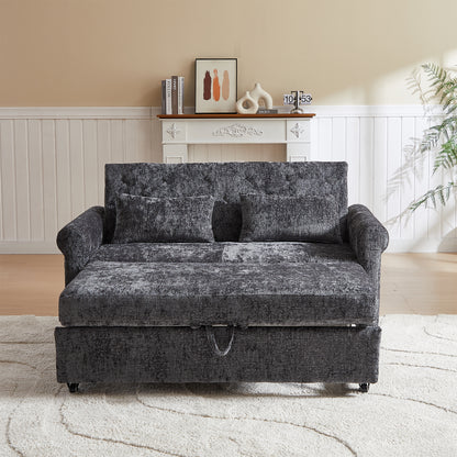 Dark Gray Linen Sofa Bed - 58.27" Modern Sofa with Storage