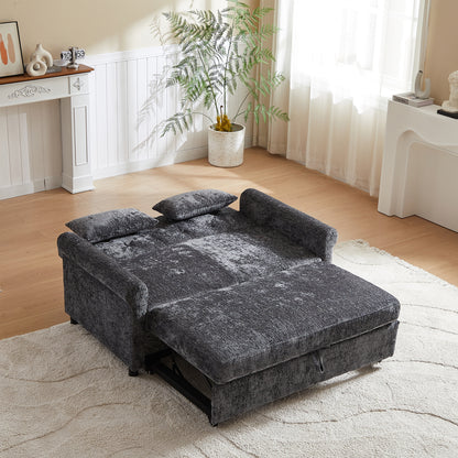 Dark Gray Linen Sofa Bed - 58.27" Modern Sofa with Storage