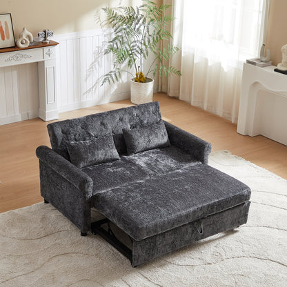 Dark Gray Linen Sofa Bed - 58.27" Modern Sofa with Storage
