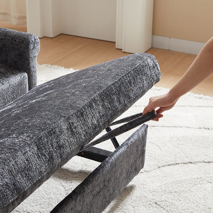 Dark Gray Linen Sofa Bed - 58.27" Modern Sofa with Storage