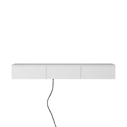 White Floating TV Stand with LED Lights - 67" Storage Cabinet for Living Room