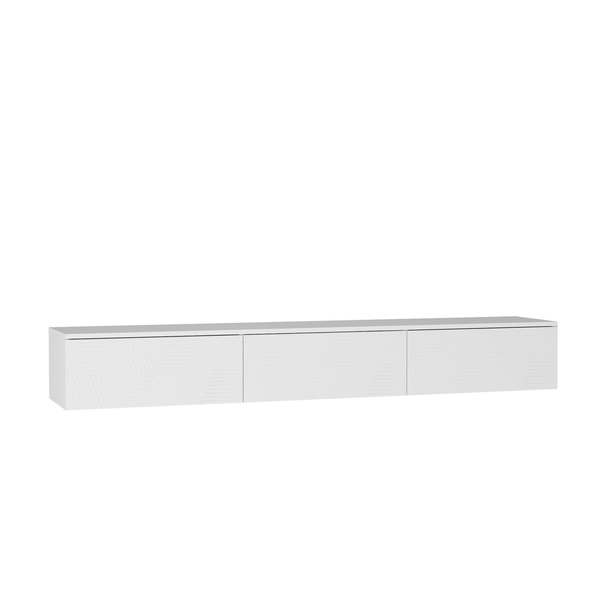 White Floating TV Stand with LED Lights - 67" Storage Cabinet for Living Room