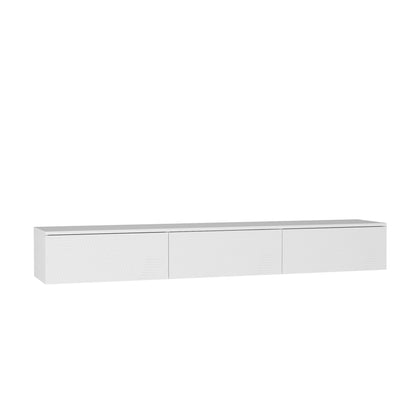 White Floating TV Stand with LED Lights - 67" Storage Cabinet for Living Room