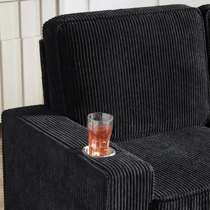 Black Corduroy 3 Seat Sofa - 84.25" Living Room Sofa
