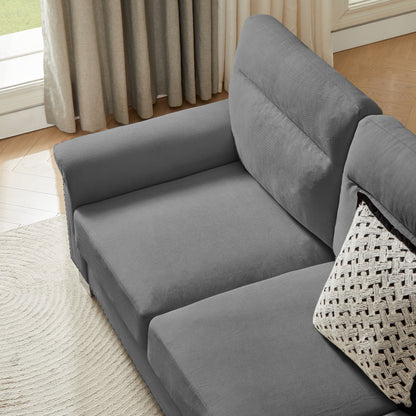 82" Gray 3-Seat Sofa - Comfortable Ice and Snow Velvet Fabric