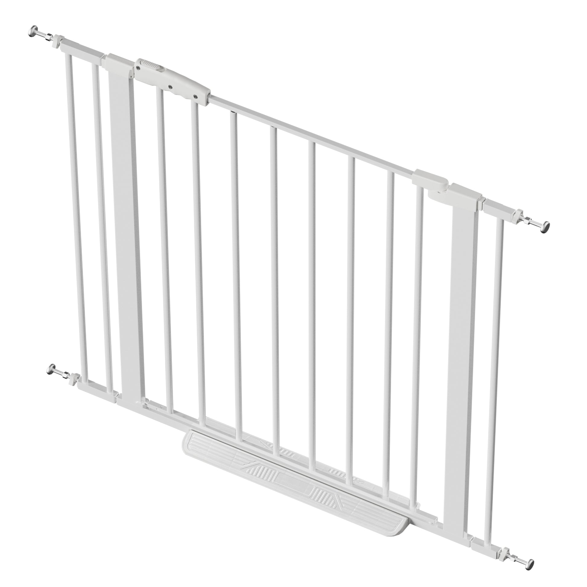 White Steel Pet Safety Gate for Stairs and Doorways; Auto Close