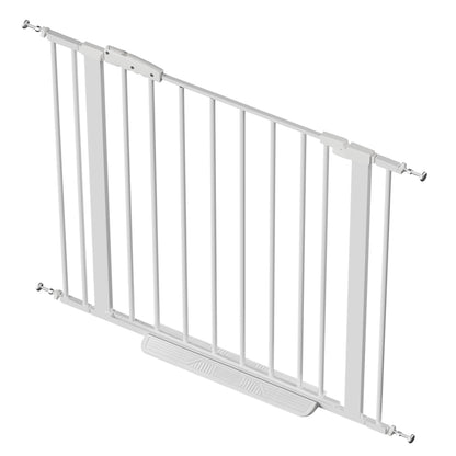 White Steel Pet Safety Gate for Stairs and Doorways; Auto Close