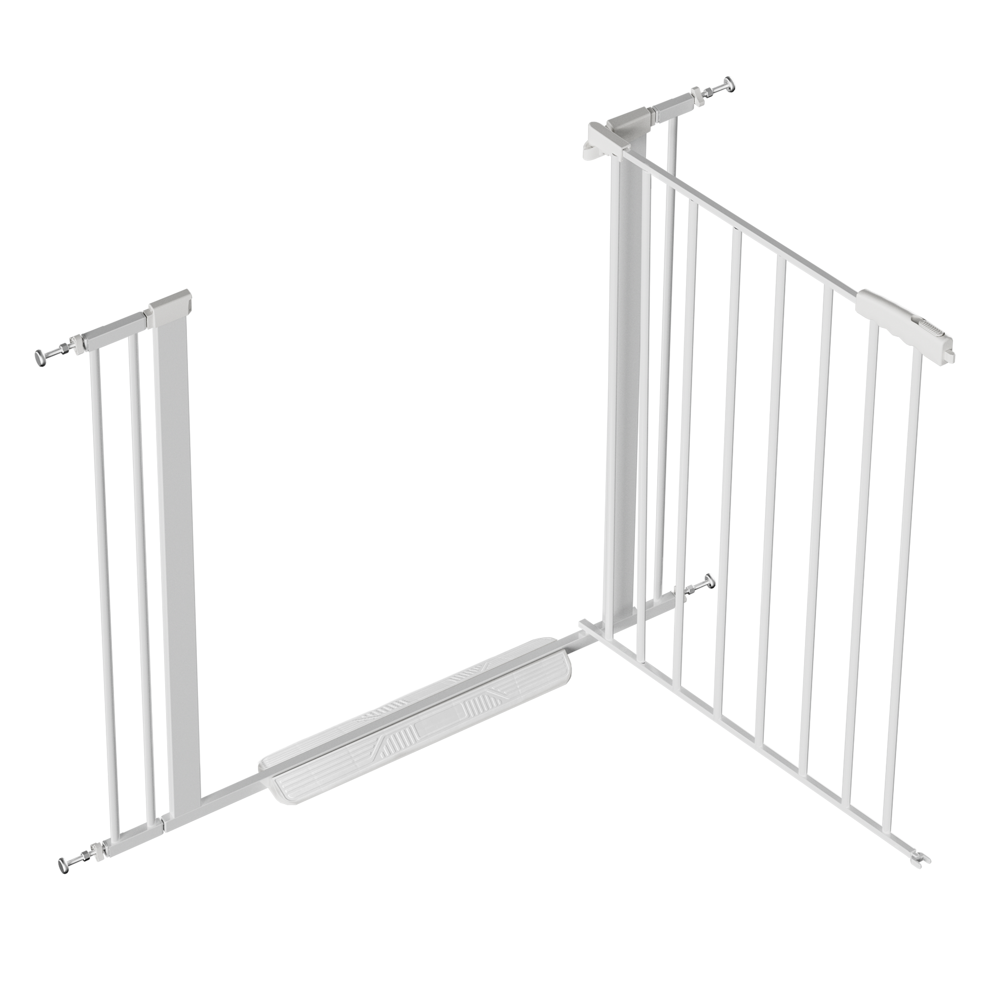 White Steel Pet Safety Gate for Stairs and Doorways; Auto Close