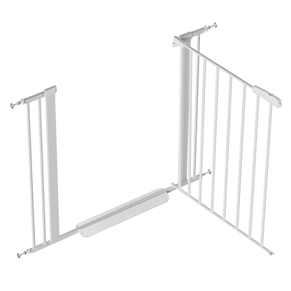 White Steel Pet Safety Gate for Stairs and Doorways; Auto Close