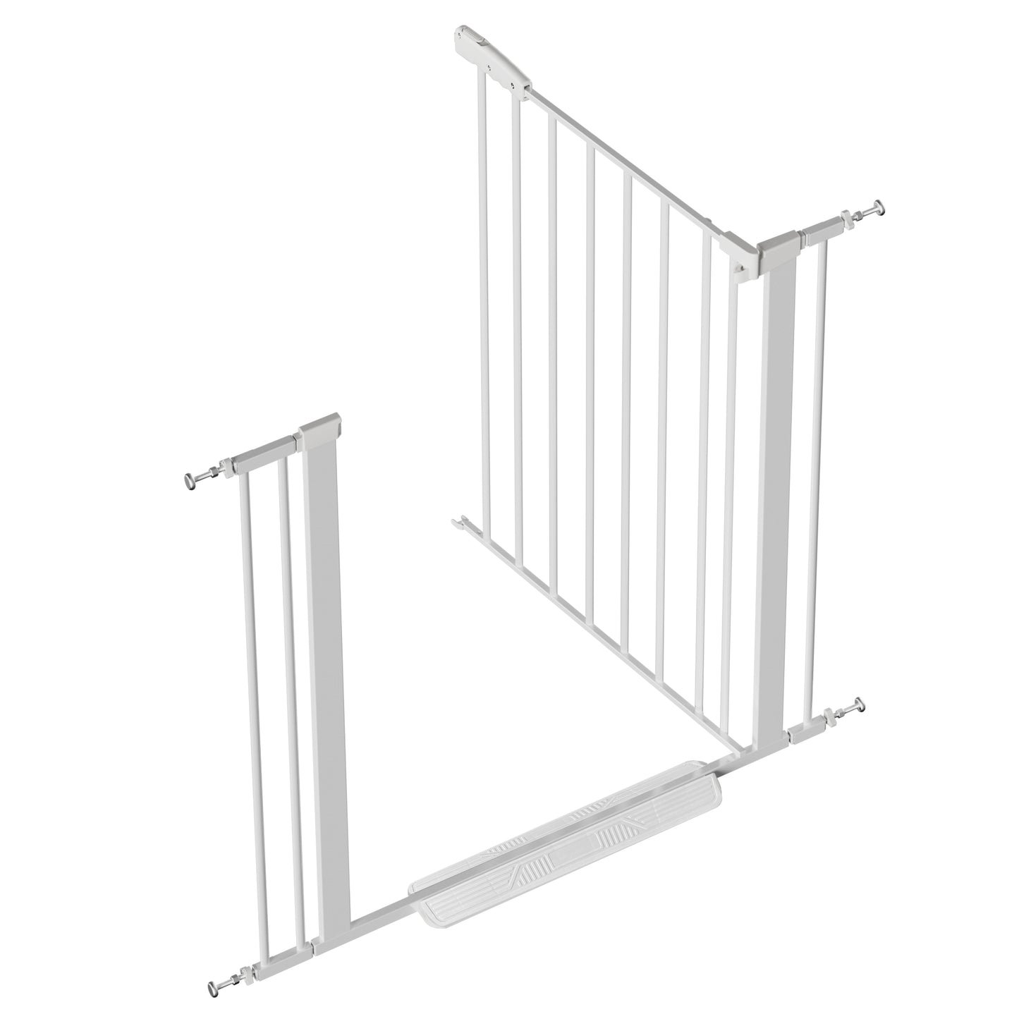 White Steel Pet Safety Gate for Stairs and Doorways; Auto Close