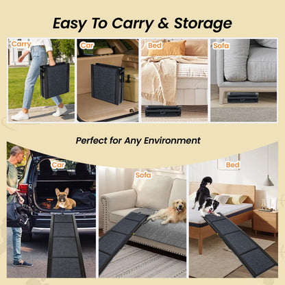 Folding Dog Ramp for Large Dogs - 71" Long, Steel & Black