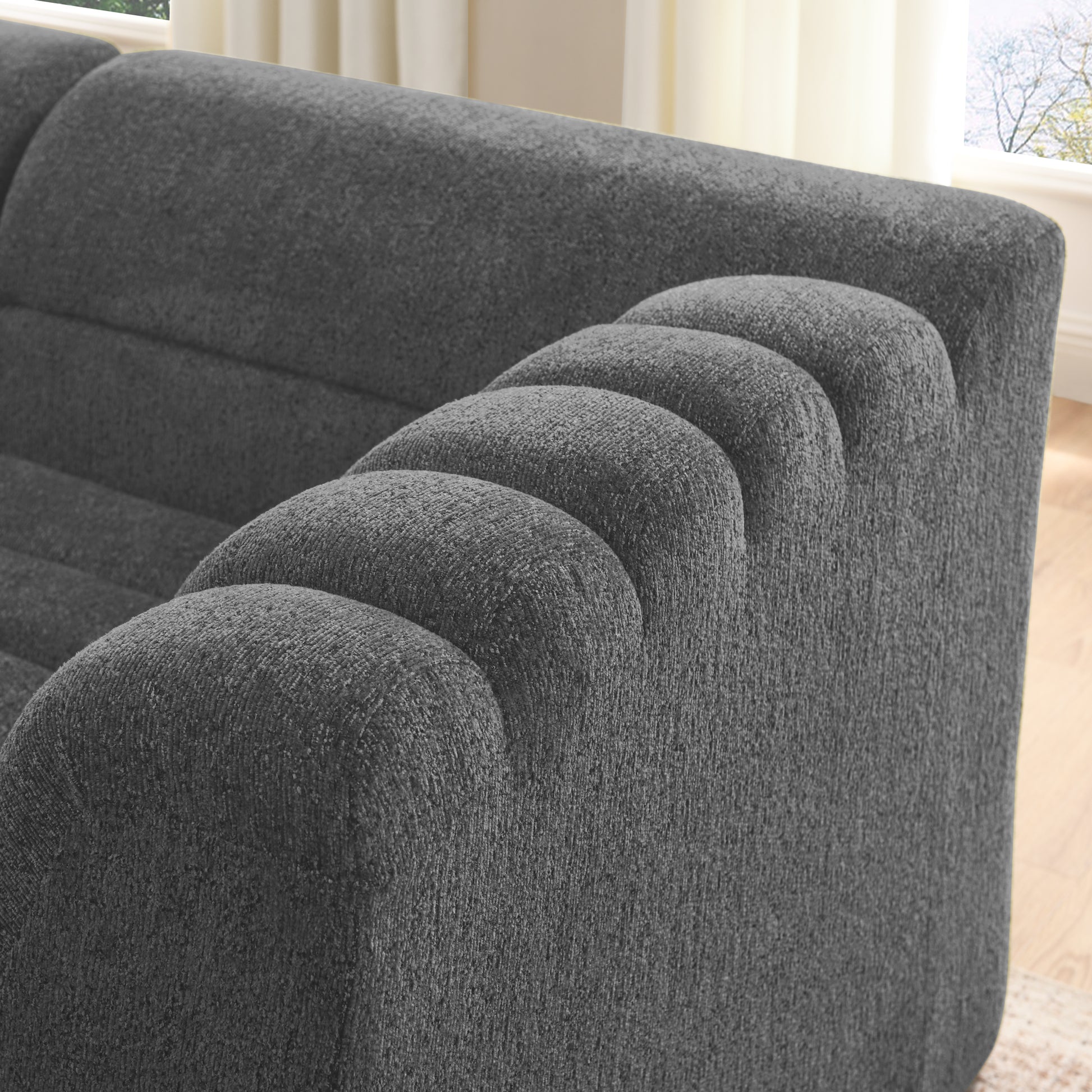 Dark Grey Modular Sofa Single Seat - Foam Comfort for Living Room
