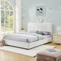 Full Size Kids Upholstered Bed with Oversized Rabbit Ear Headboard, LED Light & 4 Storage Drawers, Boucle Fabric (79.5''X55.75''X41'')