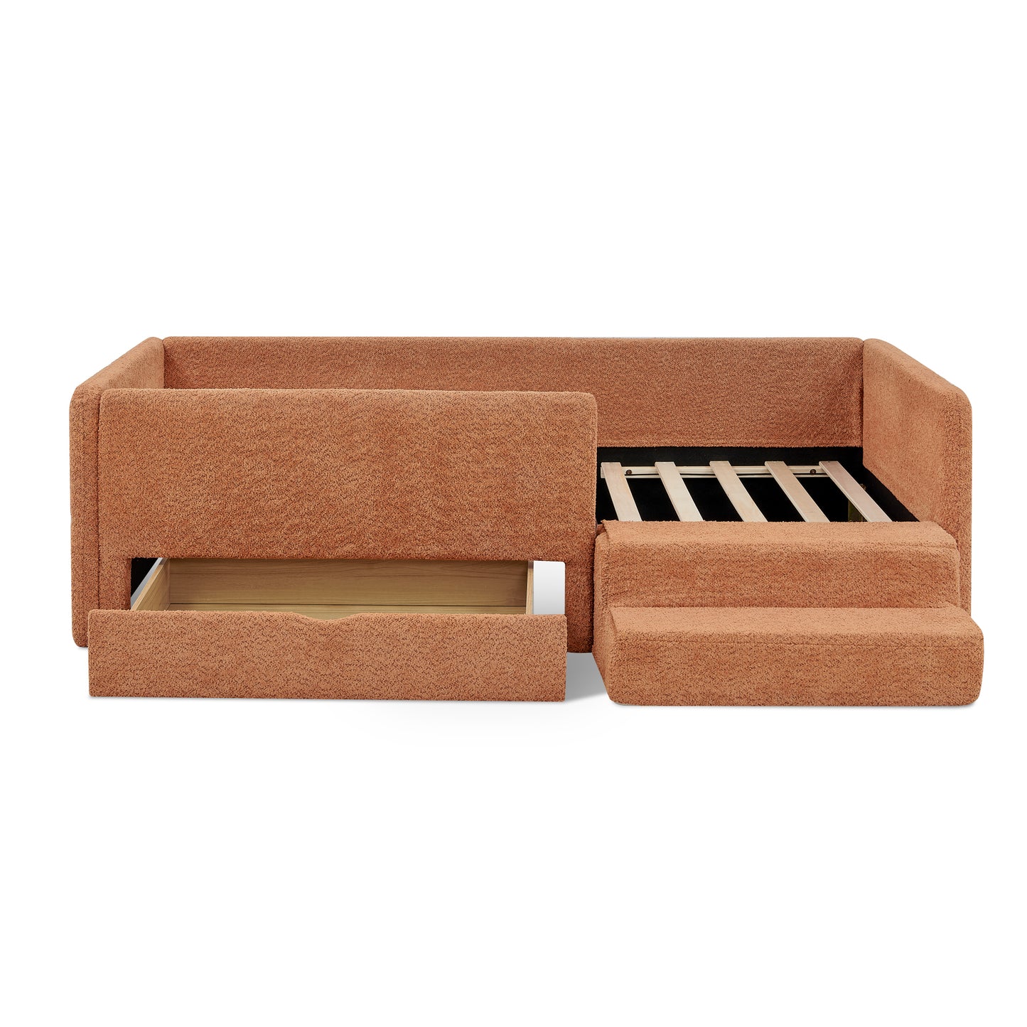 Cute Orange Kids Bed with Storage - Safe & Cozy