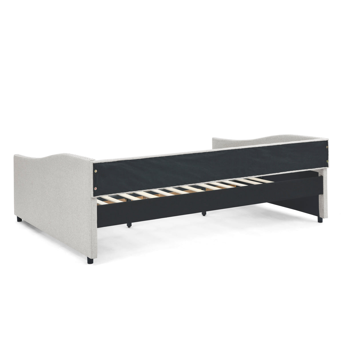 Queen Size Linen Daybed with Drawers Beige