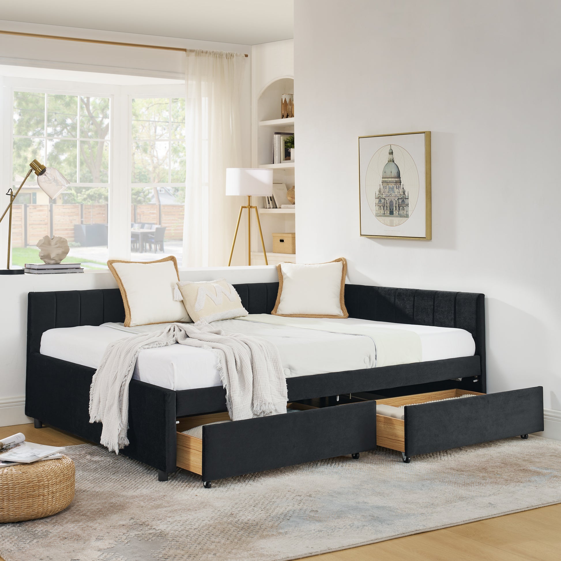 Full Size Velvet Sofa Bed Frame - Storage & Comfort