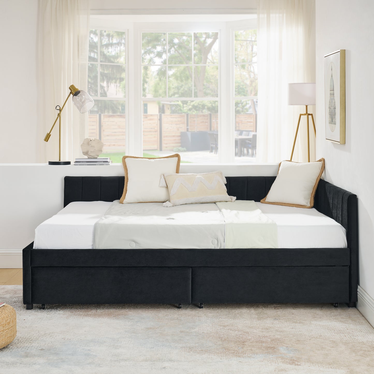 Full Size Velvet Sofa Bed Frame - Storage & Comfort
