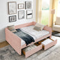 Queen Size Daybed with Two Drawers Upholstered Tufted Sofa Bed, Boucle Fabric (88"x65.5"x29.5")