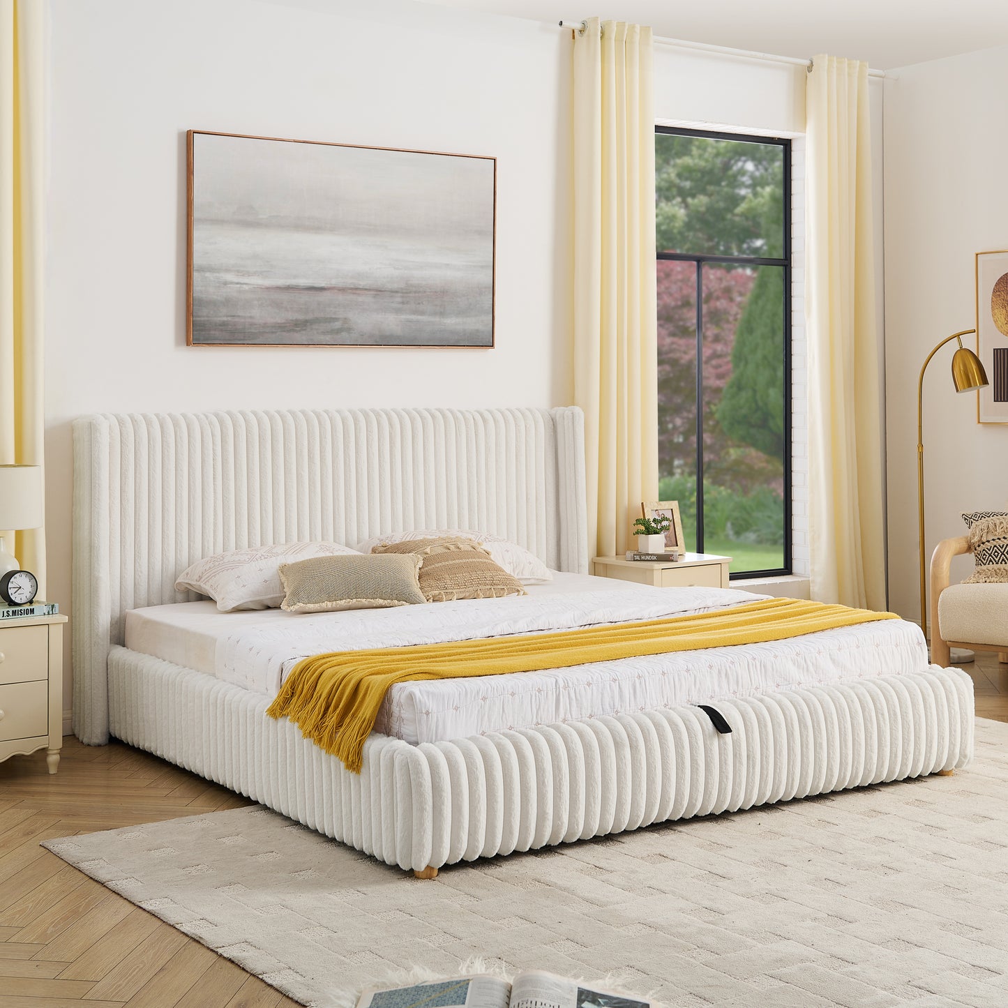 Beige Fabric Daybed with Storage - Bedroom Furniture