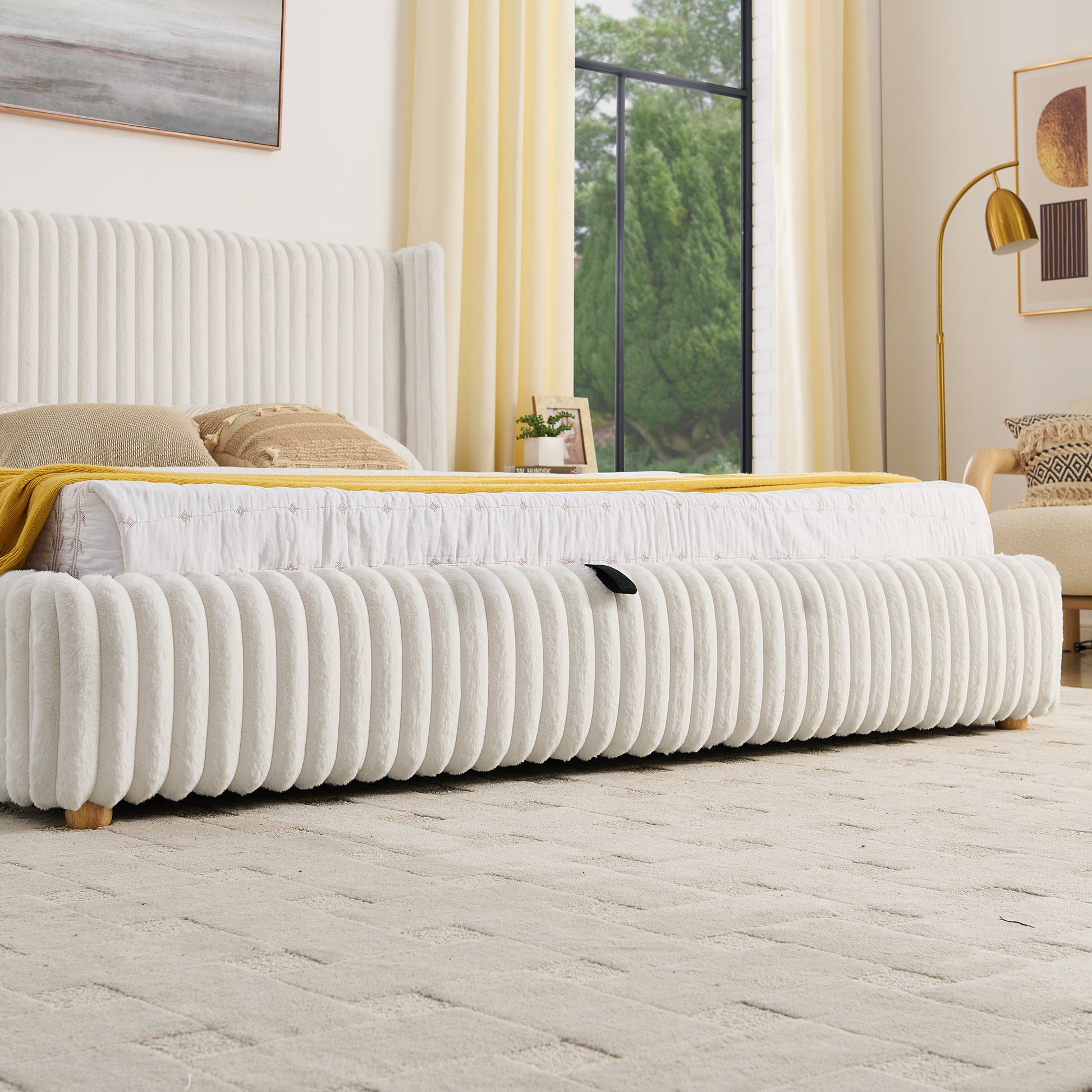 Beige Fabric Daybed with Storage - Bedroom Furniture