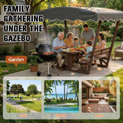 5'x3' Wooden Gazebo - Patio Garden Canopy, Brown