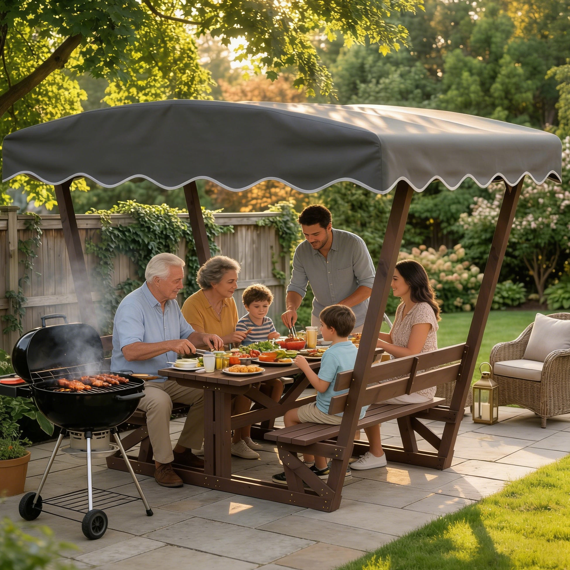 5'x3' Wooden Gazebo - Patio Garden Canopy, Brown