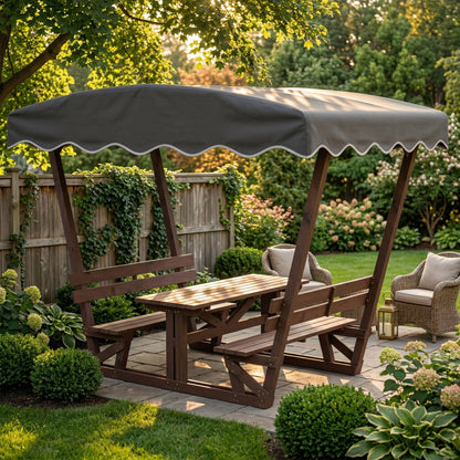 5'x3' Wooden Gazebo - Patio Garden Canopy, Brown