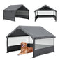 Extra Large Outdoor Dog House Tent with 3-Sided Mesh Windows, Breathable Sun Rain Cover Pet Shelter with Canopy and Ground Stakes for Dogs, Cats, Livestock – 4' x 4' x 3.3', Gray