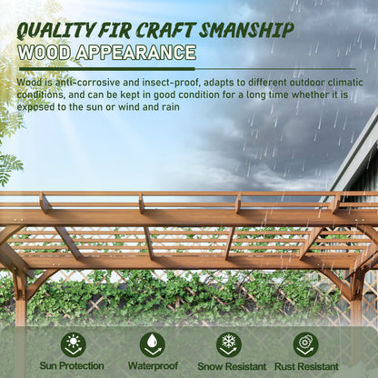 144" x 120" Brown Wood Pergola - Outdoor Gazebo for Gardens