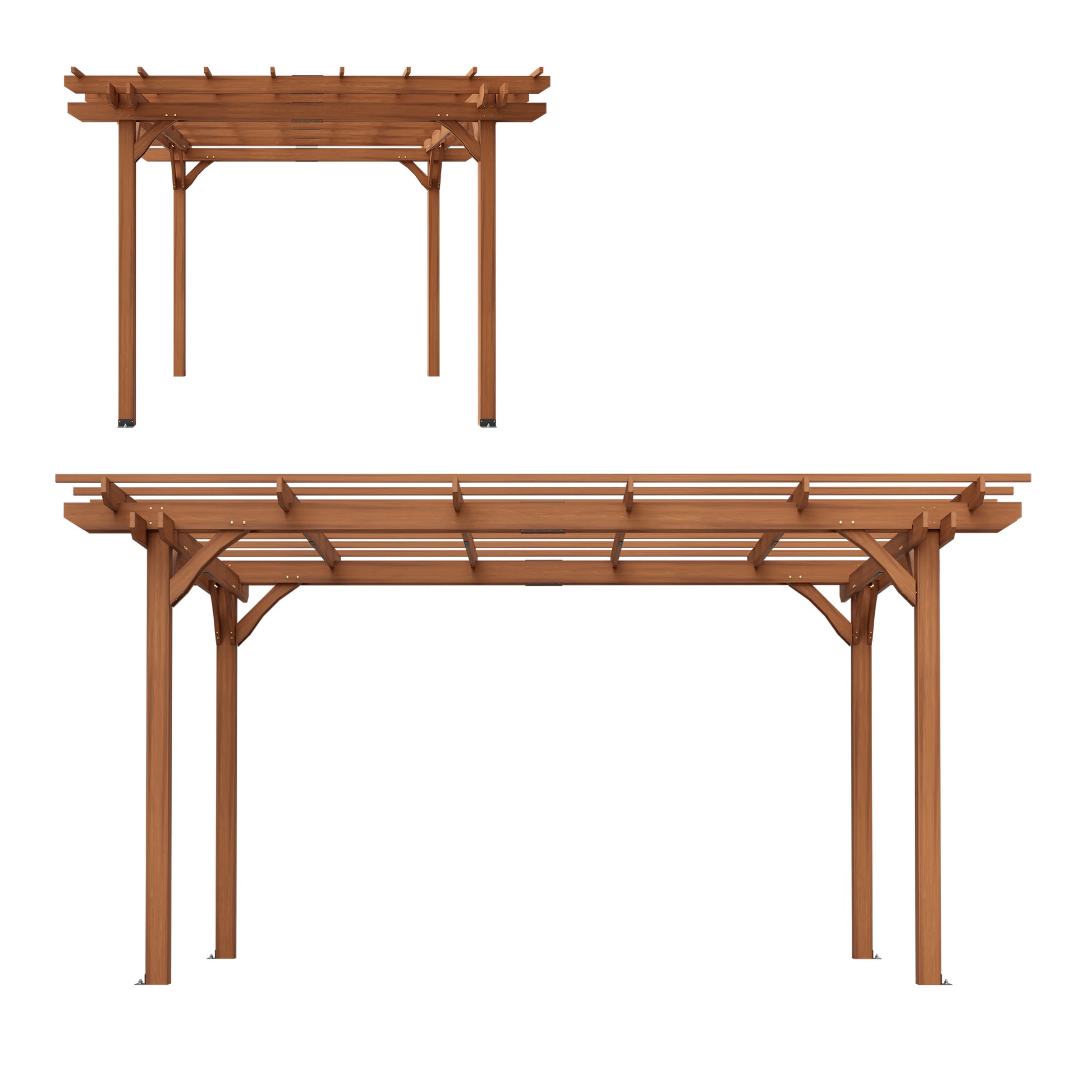 144" x 120" Brown Wood Pergola - Outdoor Gazebo for Gardens