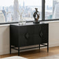 31.50" Modern 2 Door Wooden Storage Cabinet Accent Cabinet with Metal Leg Featuring Two-tier Storage, for Living Room, Entryway and Dining Room, Painted in Black