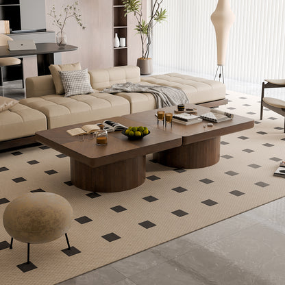 Walnut Square Coffee Table - Modern Wood Table with Parquet Top
