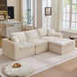 110" Cloud Sectional Couch for Living Room, Upholstered L-Shape Modular Sofa with Movable Ottoman, 3-Seater Deep-Seat Foam Couch, Comfortable Convertible Sectional for Home & Apartment