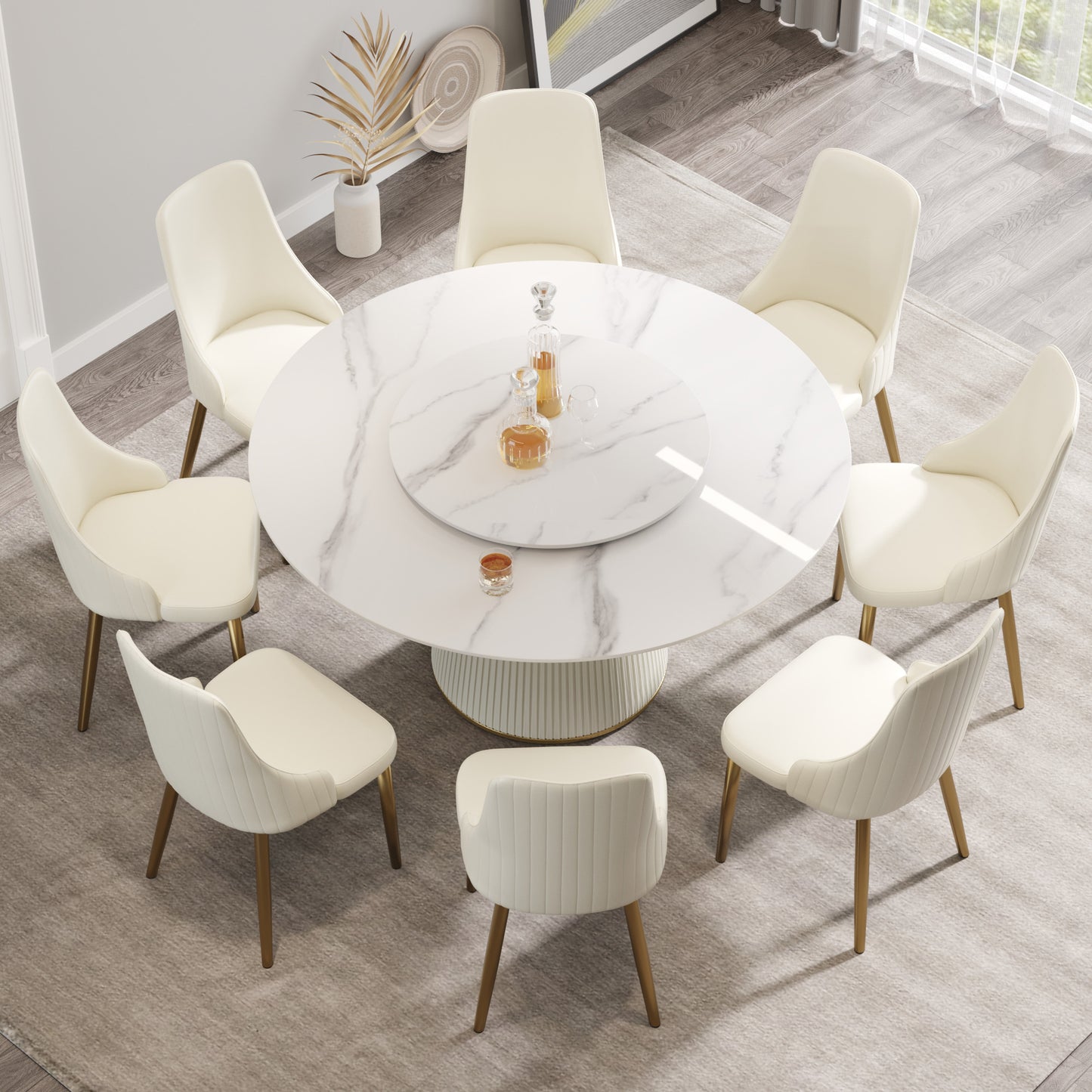 White Sintered Stone Round Dining Table for Modern Kitchen and Dining Rooms