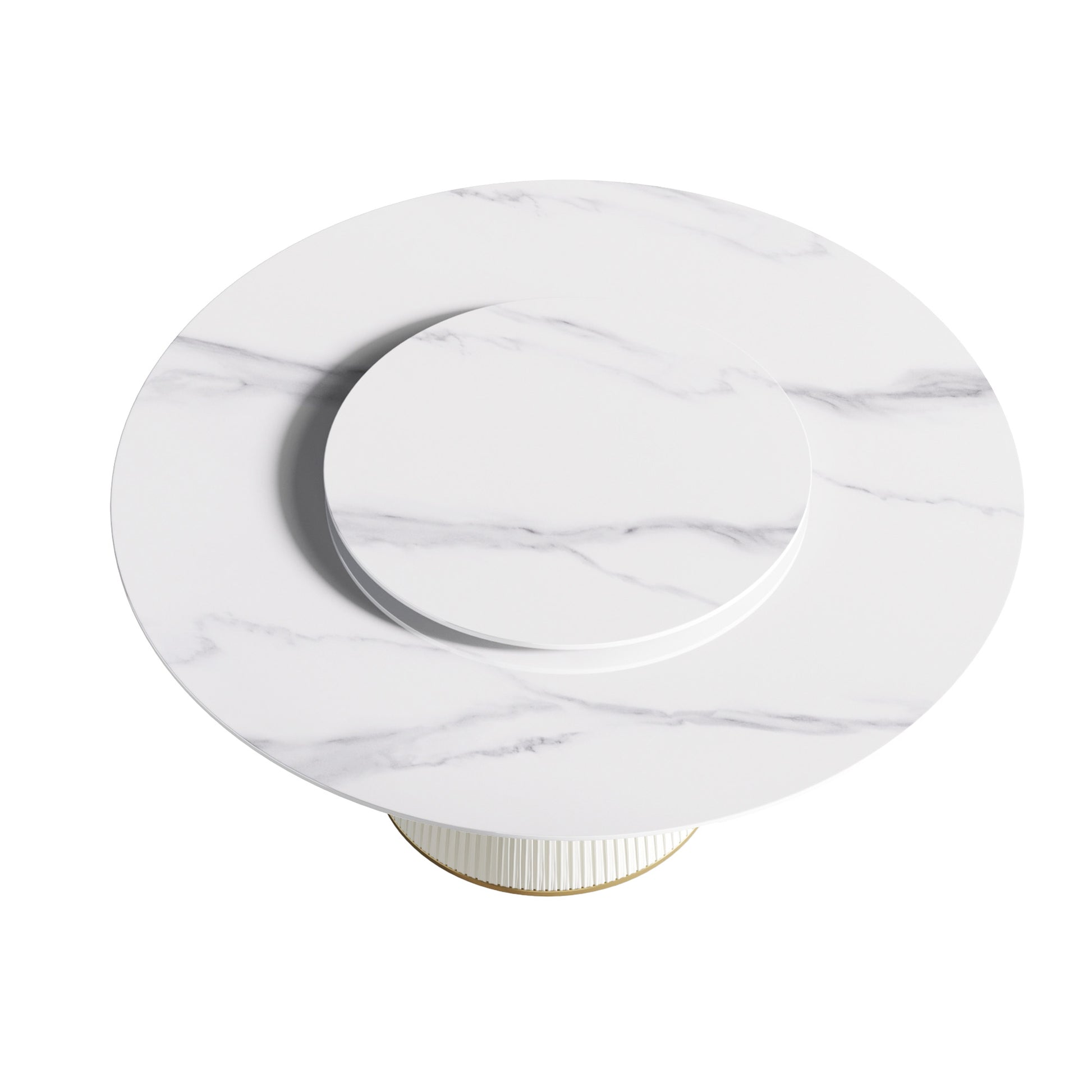 White Sintered Stone Round Dining Table for Modern Kitchen and Dining Rooms